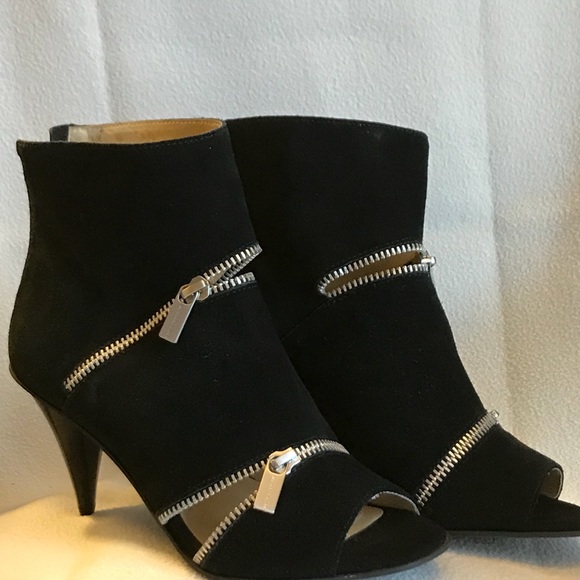 michael kors black boots silver zipper